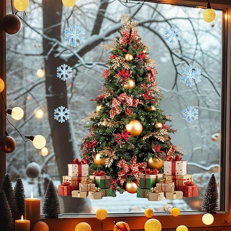 Christmas Window Cling Stickers Pine Needle Ball Decorations For Glass Holiday Party - Image 5